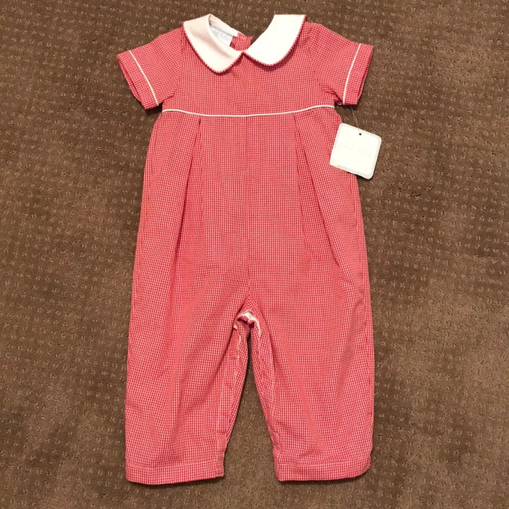 NWT Boys Petit Bebe Smocked Bubble 18M